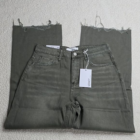 813 NWT Vervet Beetle - Super High Rise 90s Vintage Crop Flare Jeans Size 25 - Picture 3 of 9